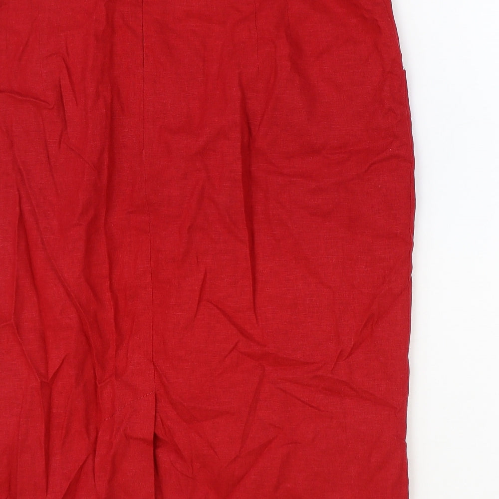 Marks and Spencer Womens Red Polyester Straight & Pencil Skirt Size 32 in Zip