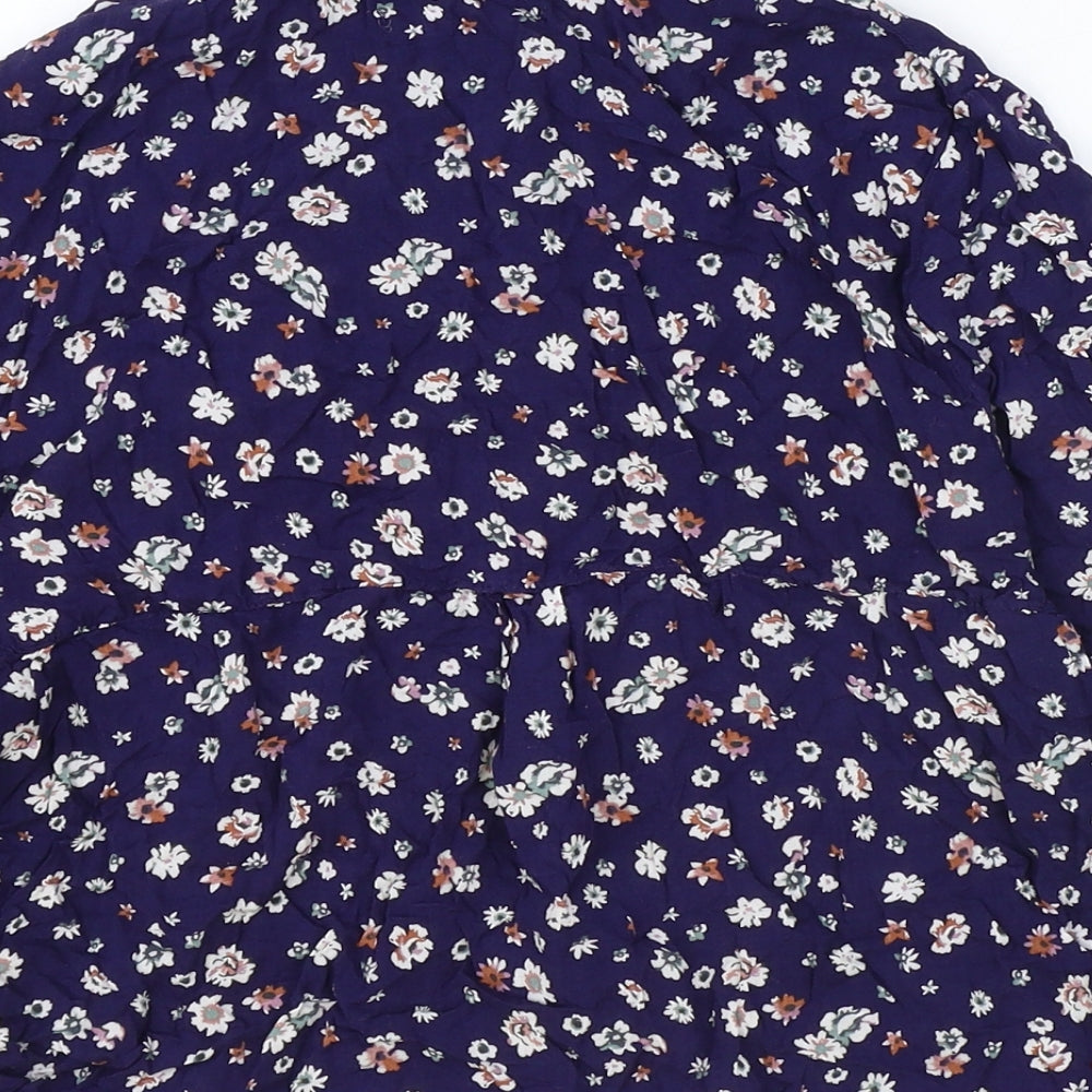 Womens UK Size M Pull&Bear Blue Basic Button-Up