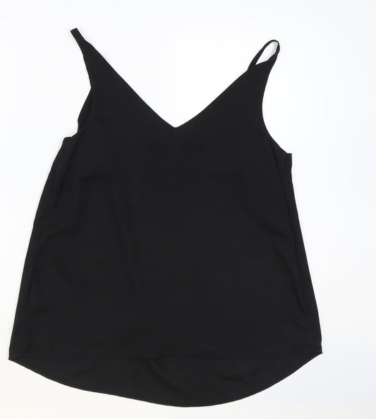 Papaya Womens Black Polyester Basic Tank Size 12 V-Neck