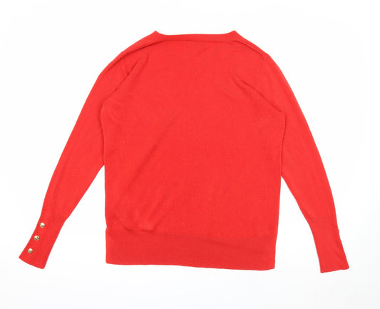 Primark Womens Red V-Neck Acrylic Pullover Jumper Size 12