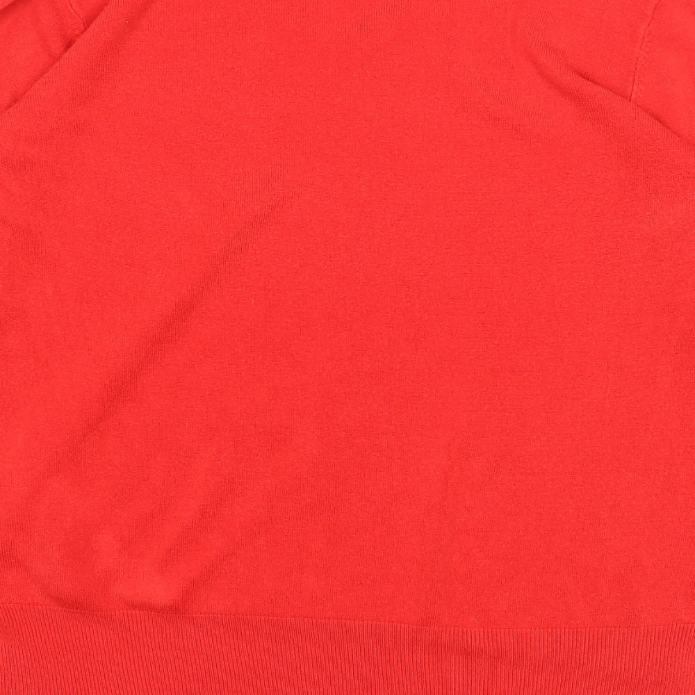 Primark Womens Red V-Neck Acrylic Pullover Jumper Size 12