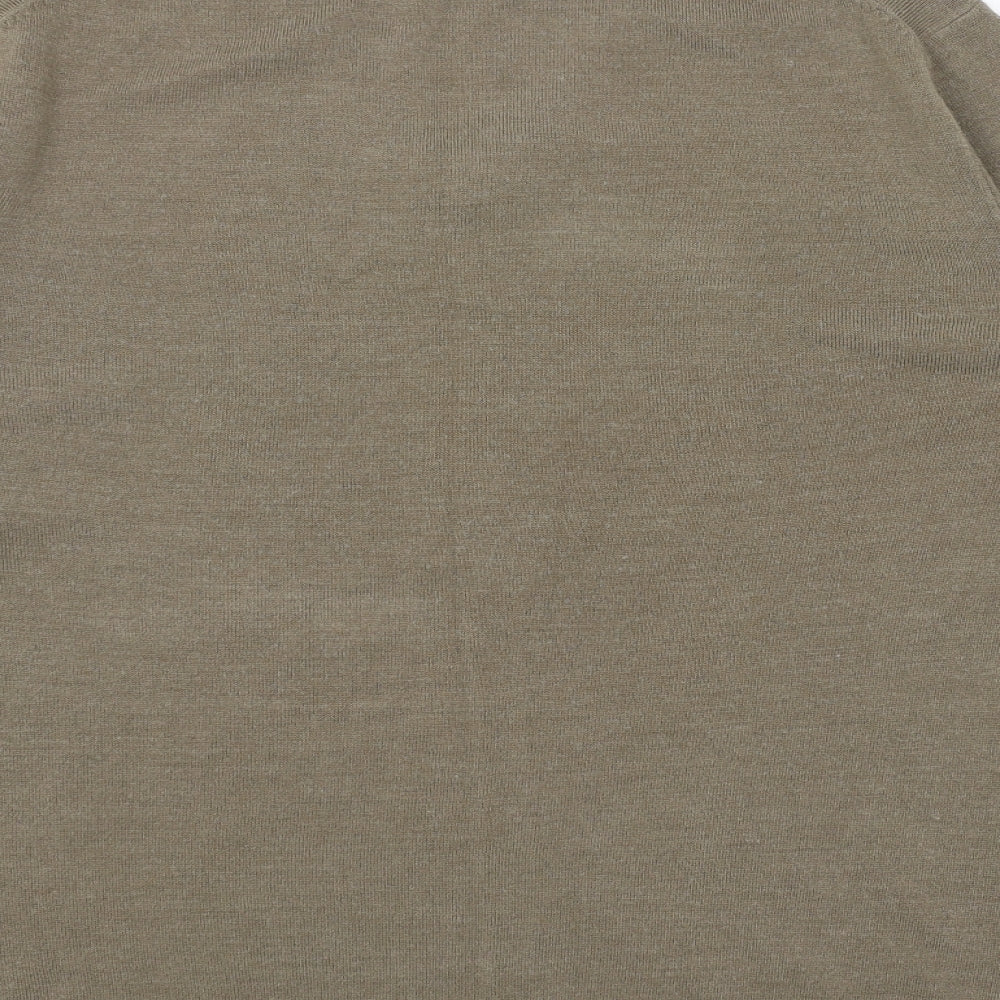 John Lewis Mens Brown V-Neck Acrylic Pullover Jumper Size L