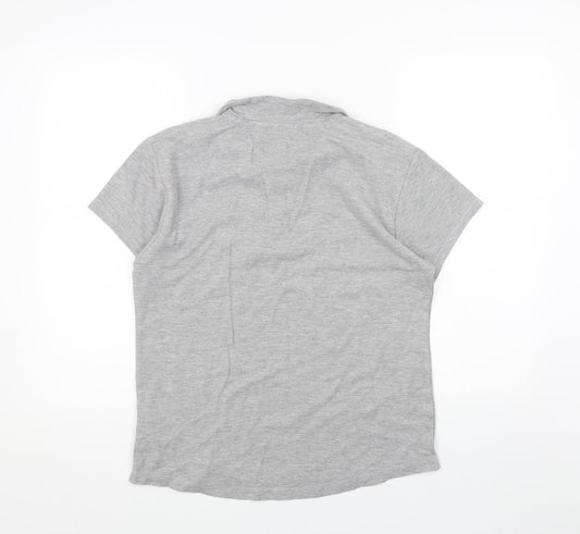 LA Gear Womens Grey Cotton Basic T-Shirt Size 14 V-Neck