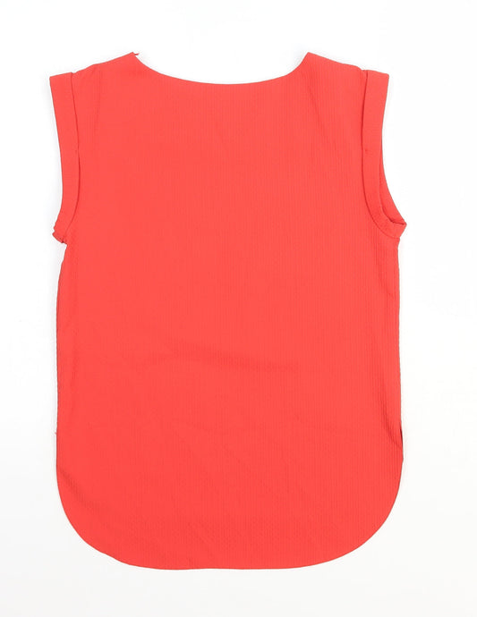 F&F Womens Red Polyester Basic Tank Size 6 Round Neck