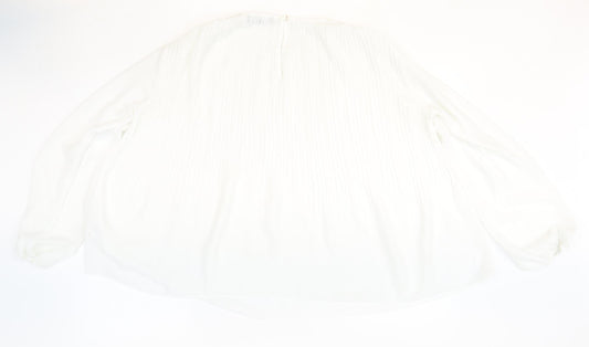 Primark Womens White Polyester Basic Blouse Size 6 Round Neck