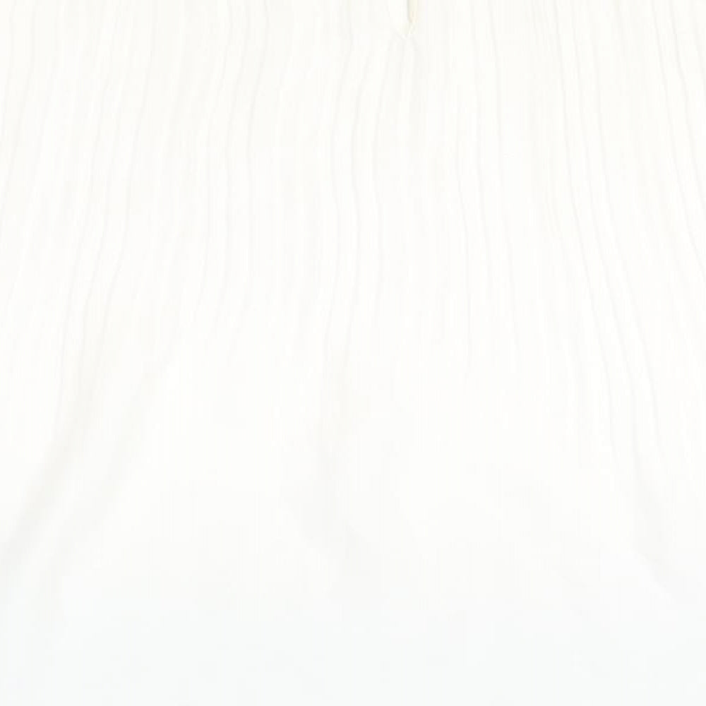 Primark Womens White Polyester Basic Blouse Size 6 Round Neck