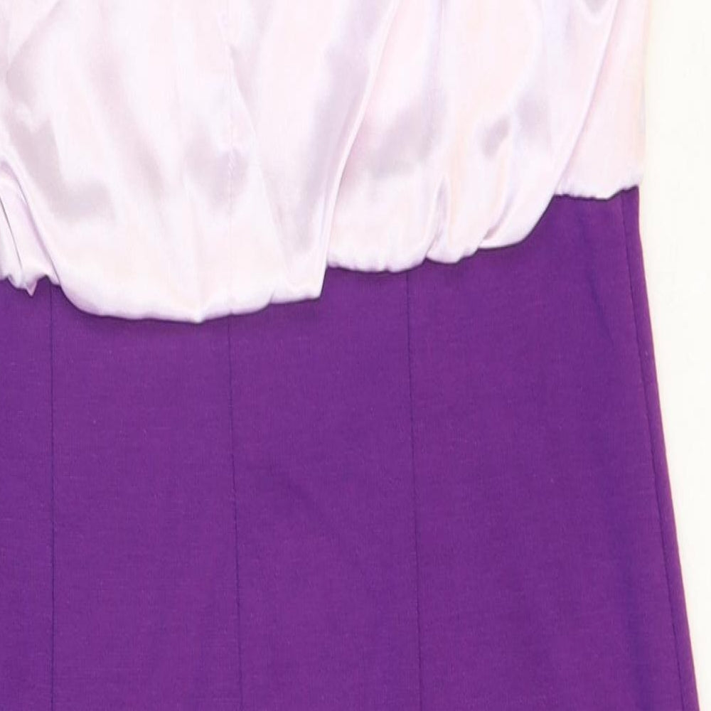Minuet petite Womens Purple Polyacrylate Fibre Shift Size 12 Round Neck Zip