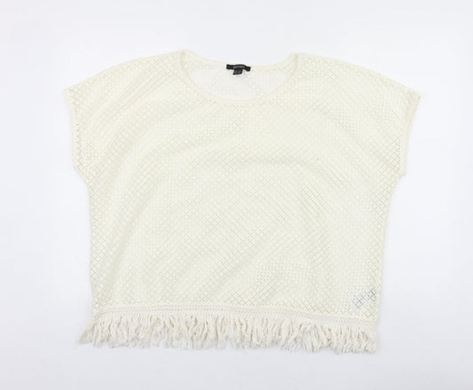 Womens UK Size XL ESMARA Ivory Cropped T-Shirt
