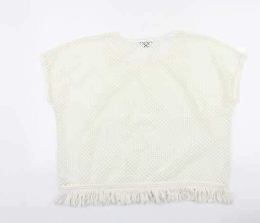 Womens UK Size XL ESMARA Ivory Cropped T-Shirt