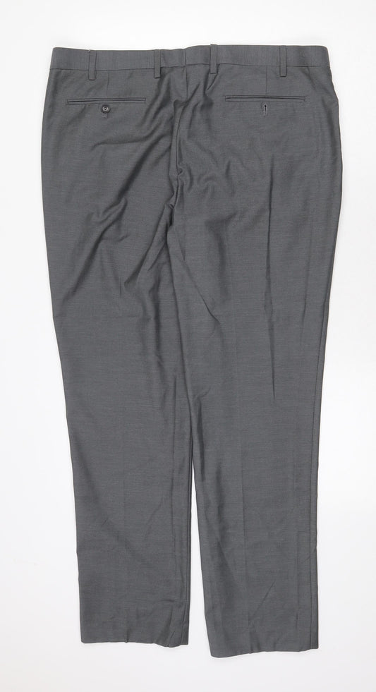 Primark Mens Grey Polyester Trousers Size 38 in Regular Zip