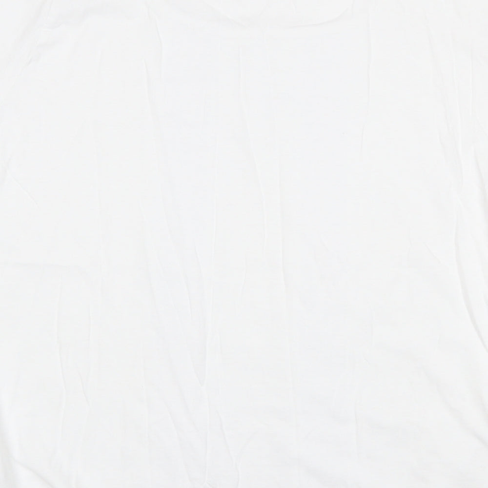 EWM Womens White 100% Cotton Basic T-Shirt Size M Scoop Neck