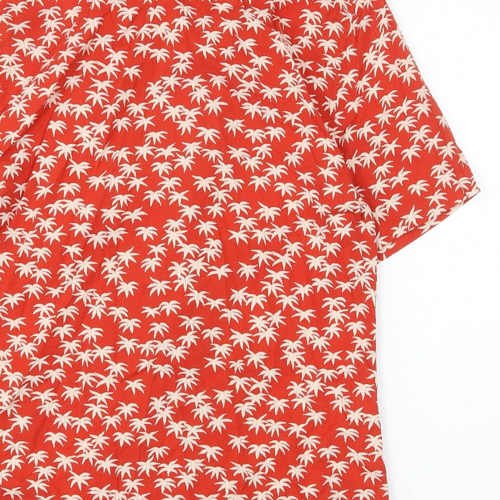 Mens UK Size S Marks and Spencer Red Button-Up Short Sleeve Casual Shirt