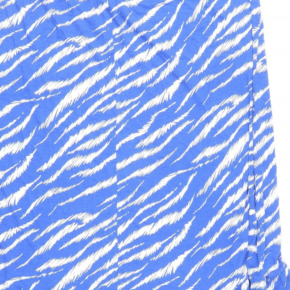 M&Co Womens Blue Animal Print Viscose Trumpet Skirt Size 18 - Tiger Pattern