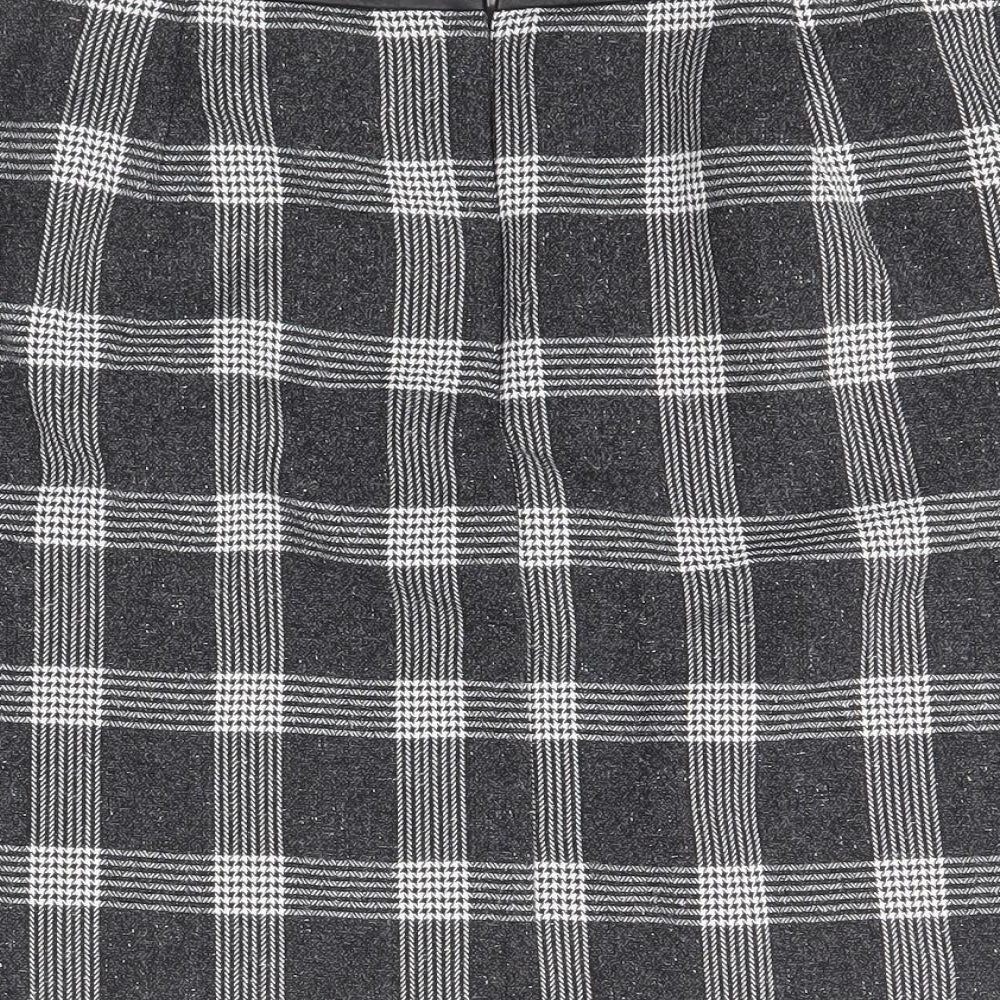 Oasis Womens Black Plaid Polyester Mini Skirt Size 12 Zip