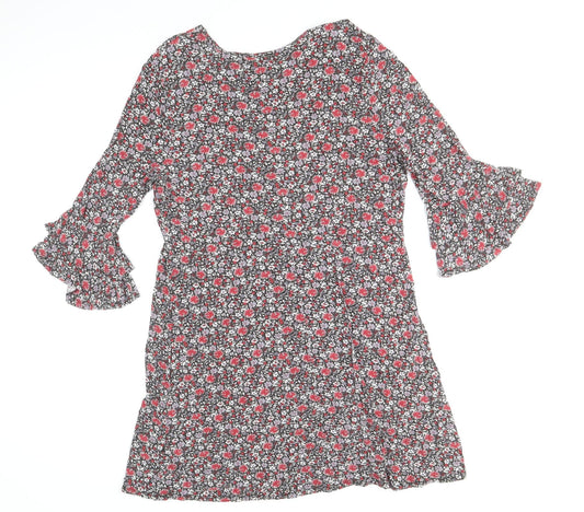 Papaya Womens Multicoloured Floral Viscose Skater Dress Size L Roll Neck Pullover