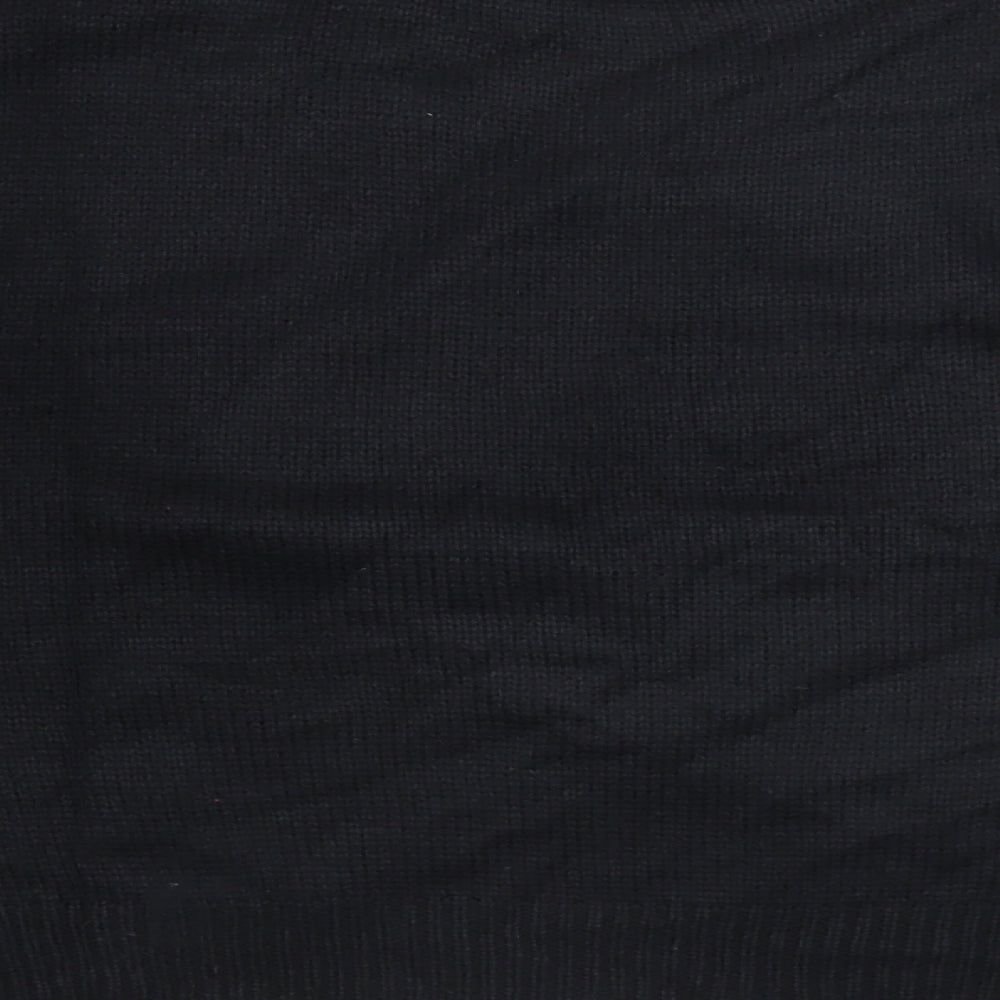 SheIn Womens Black Mock Neck Acrylic Pullover Jumper Size M - Colourblock Cropped