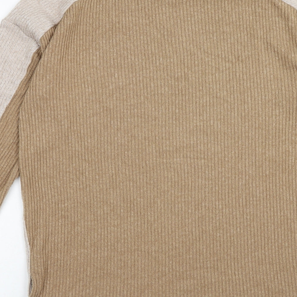 TU Womens Brown Scoop Neck Polyester Pullover Jumper Size 8 - Ribbed