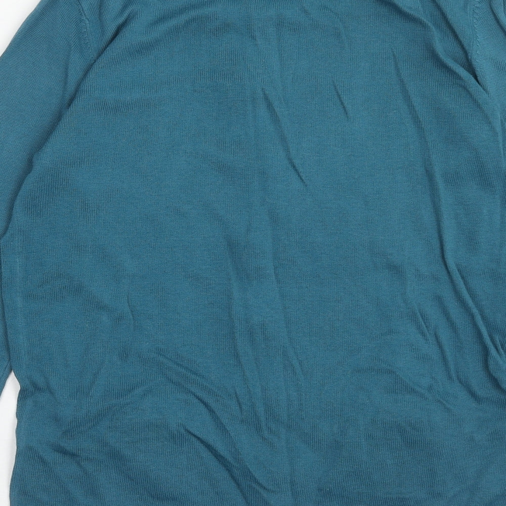 Joanna Hope Womens Blue Scoop Neck Cotton Cardigan Jumper Size 12