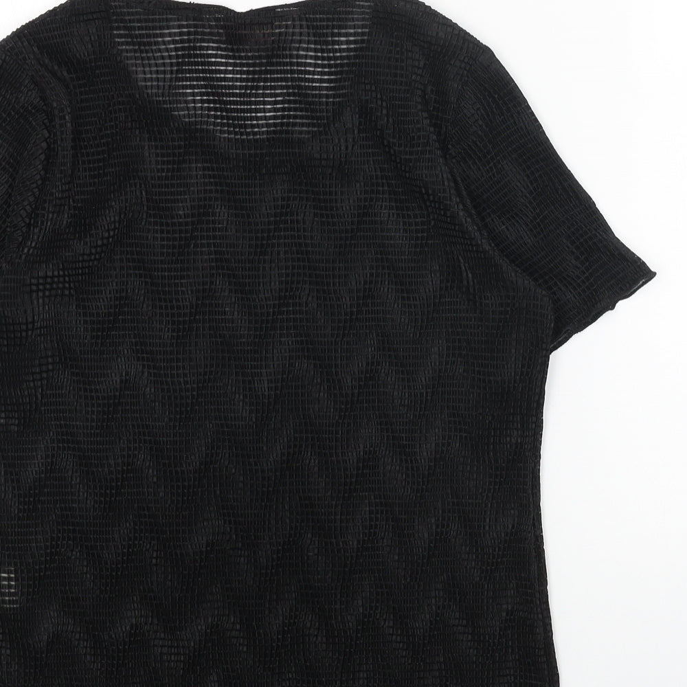 Bonmarché Womens Black Polyester Basic T-Shirt Size 14 Round Neck