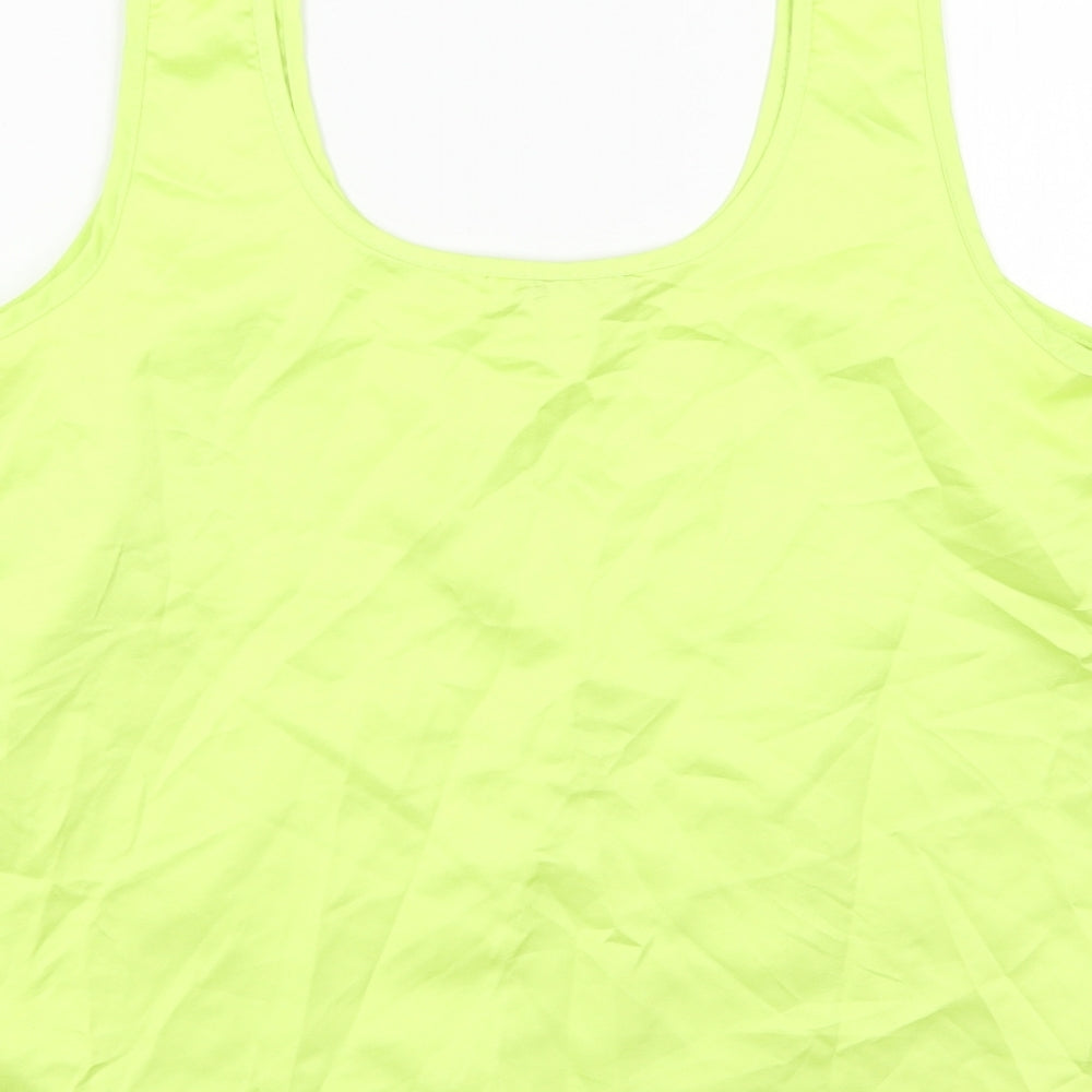 George Womens Yellow Polyester Basic Tank Size 12 Round Neck