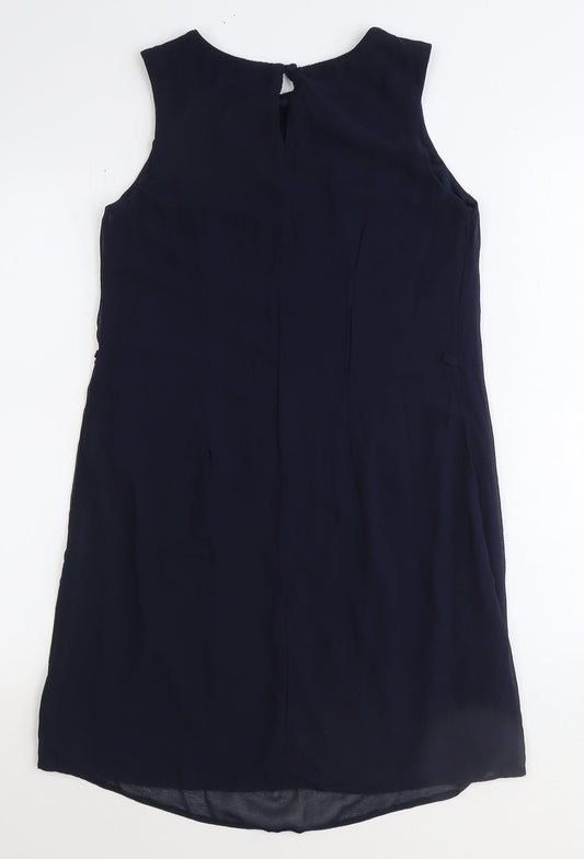 Primark Womens Blue Polyester A-Line Size 8 Boat Neck Button