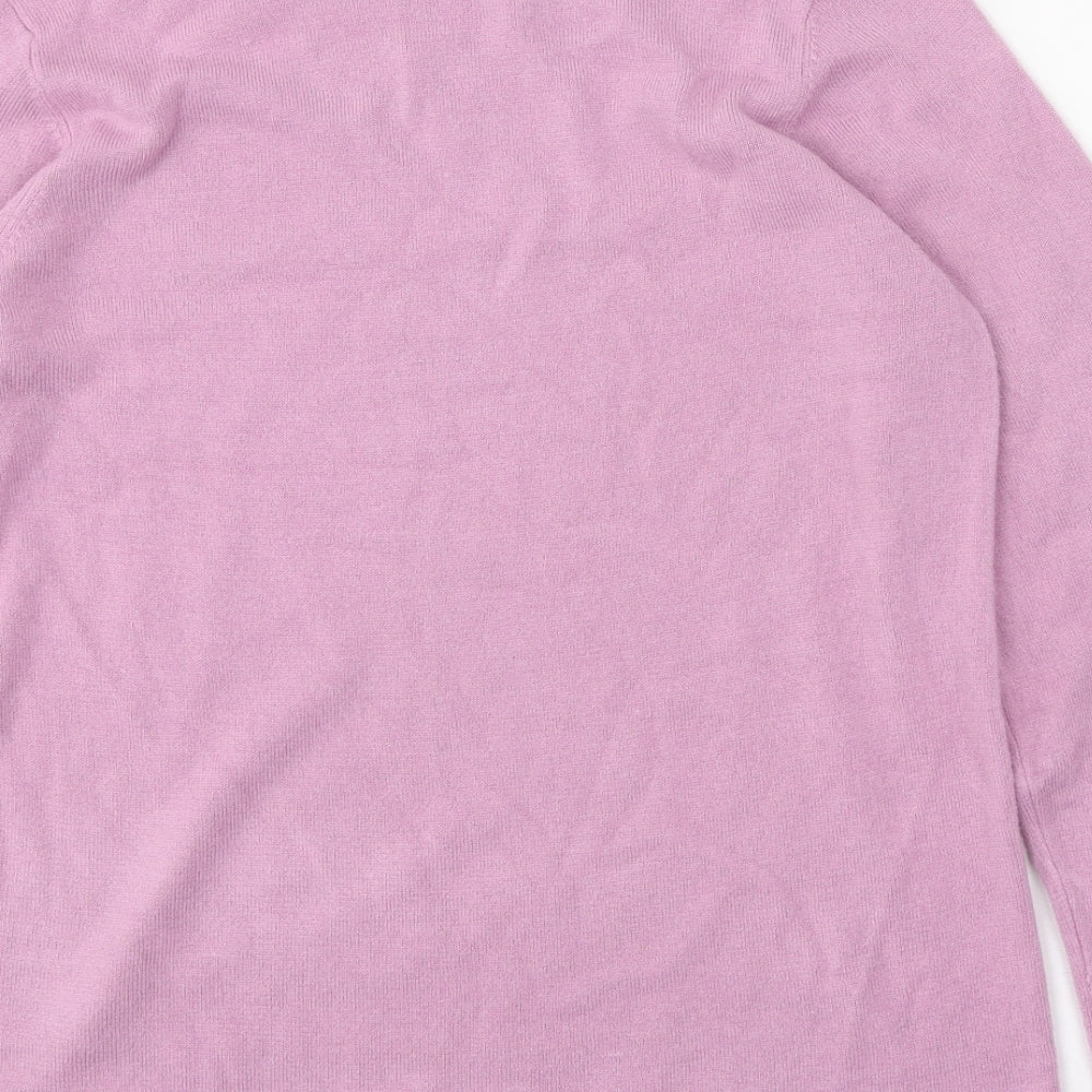 Classic Womens Pink Mock Neck Acrylic Pullover Jumper Size 12