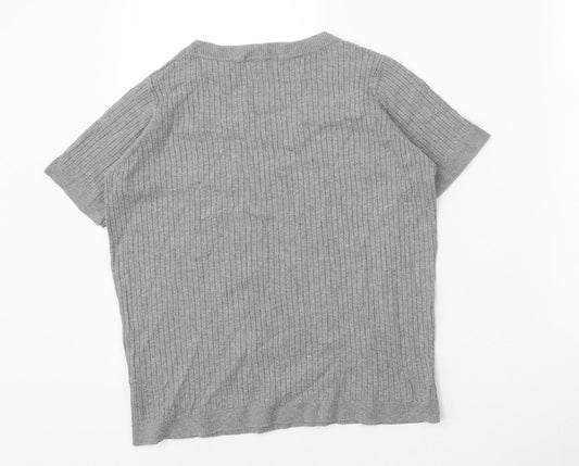 TU Womens Grey Round Neck Viscose Pullover Jumper Size 12