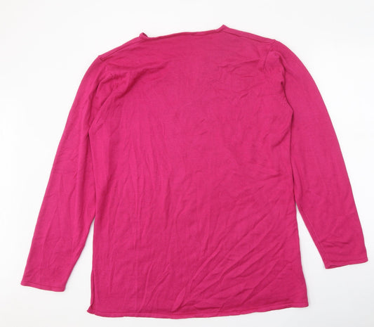 Agenda Womens Pink V-Neck Acrylic Pullover Jumper Size 12