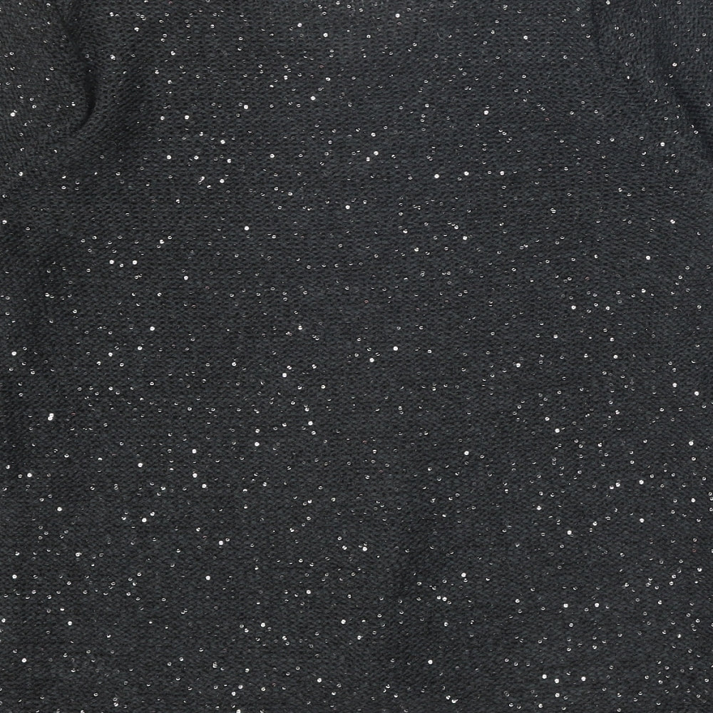 Classic Womens Grey V-Neck Acrylic Pullover Jumper Size 12