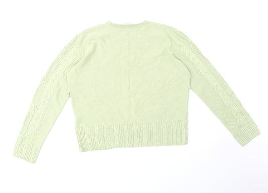 Country Casuals Womens Green Round Neck Acrylic Pullover Jumper Size M