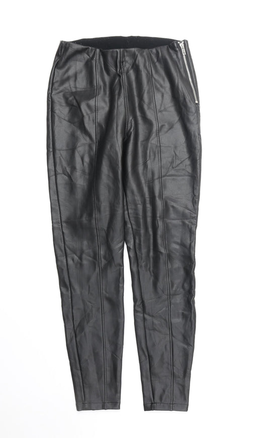 New Look Womens Black Polyester Trousers Size 12 Regular Zip