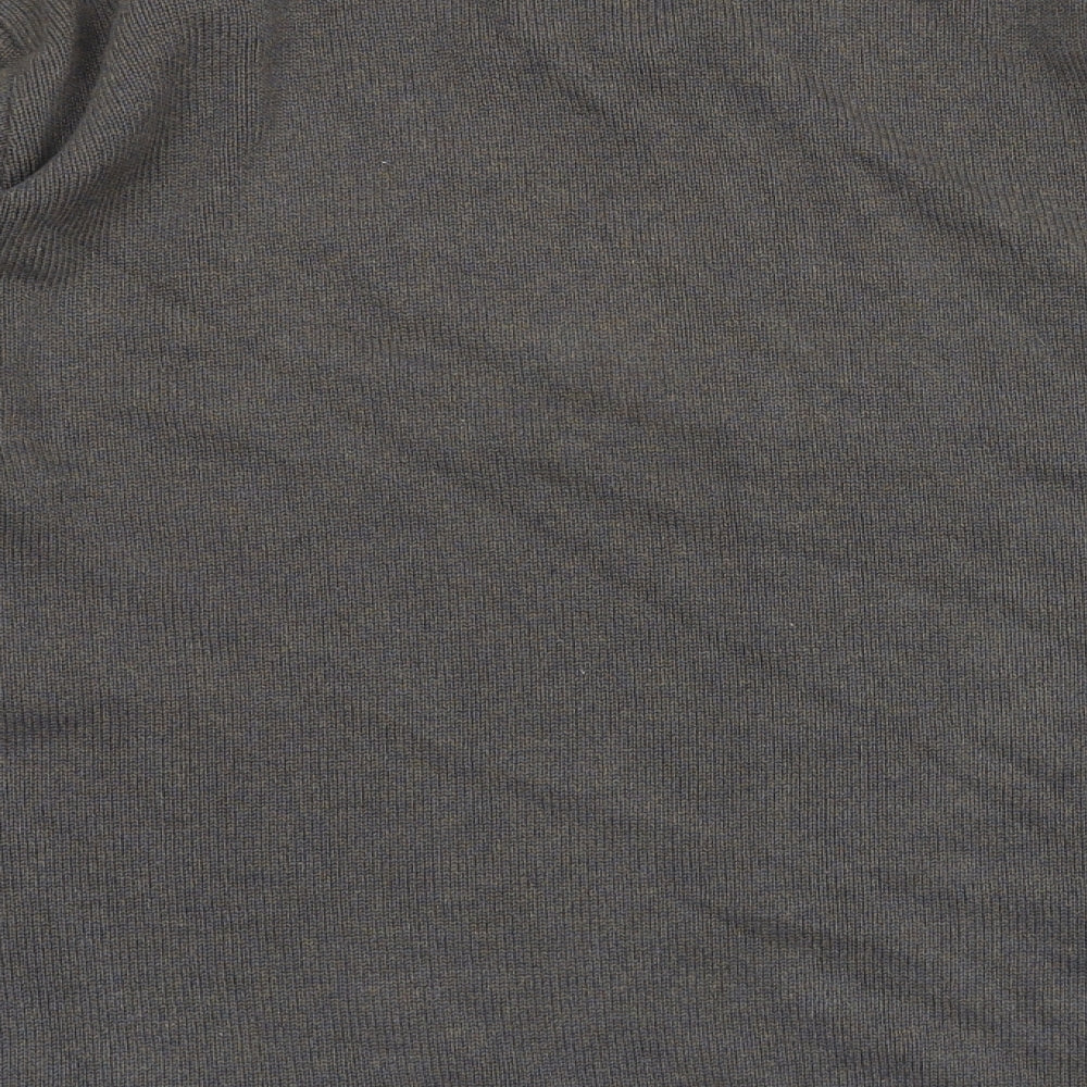 EWM Mens Grey V-Neck Cotton Pullover Jumper Size L