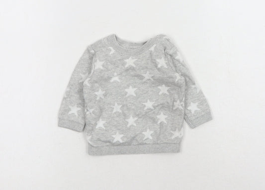 George Baby Grey Geometric Cotton Pullover Jumper One Size Button - Star