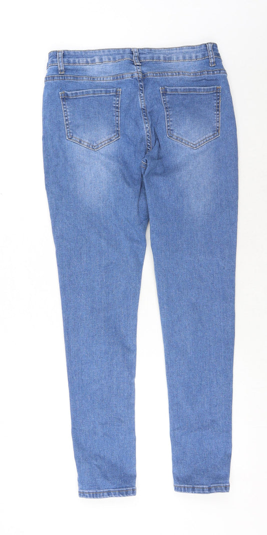 SheIn Womens Blue Cotton Skinny Jeans Size L Regular Button