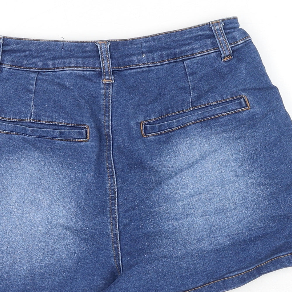 Denim & Co. Womens Blue Cotton Sailor Shorts Size 26 in Regular Button