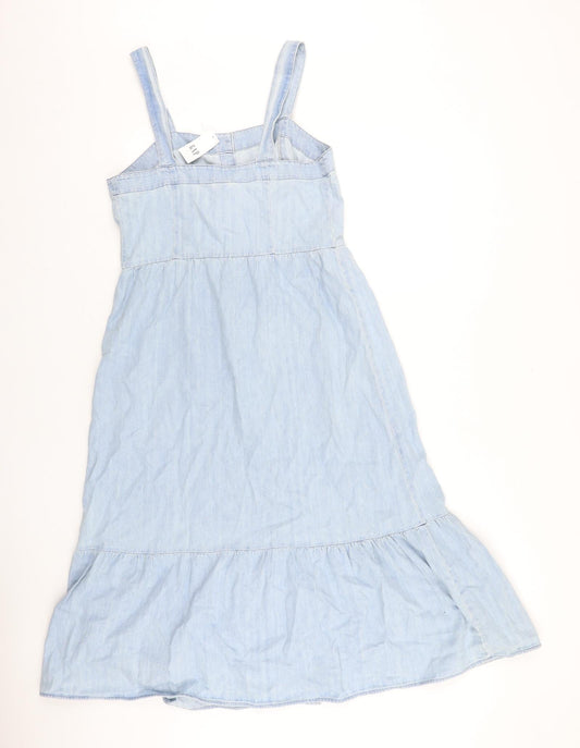 Gap Womens Blue 100% Cotton A-Line Size 6 Square Neck Button