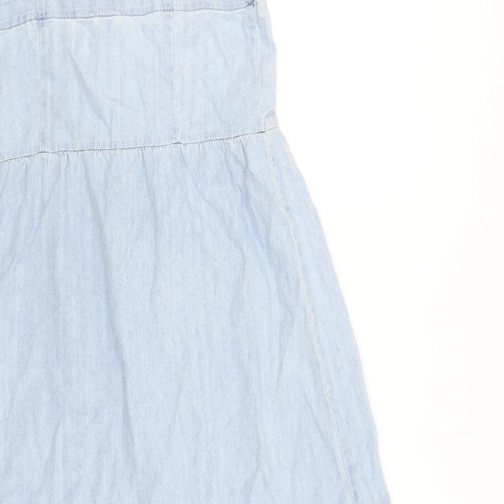 Gap Womens Blue 100% Cotton A-Line Size 6 Square Neck Button