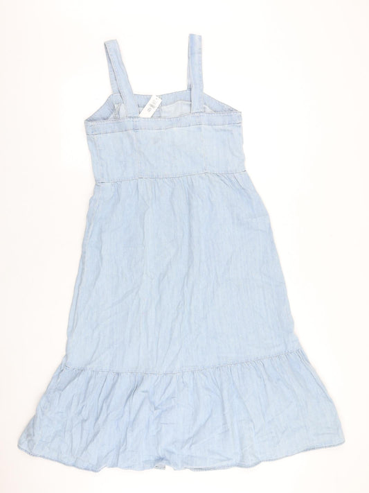 Gap Womens Blue 100% Cotton A-Line Size 6 Square Neck Button