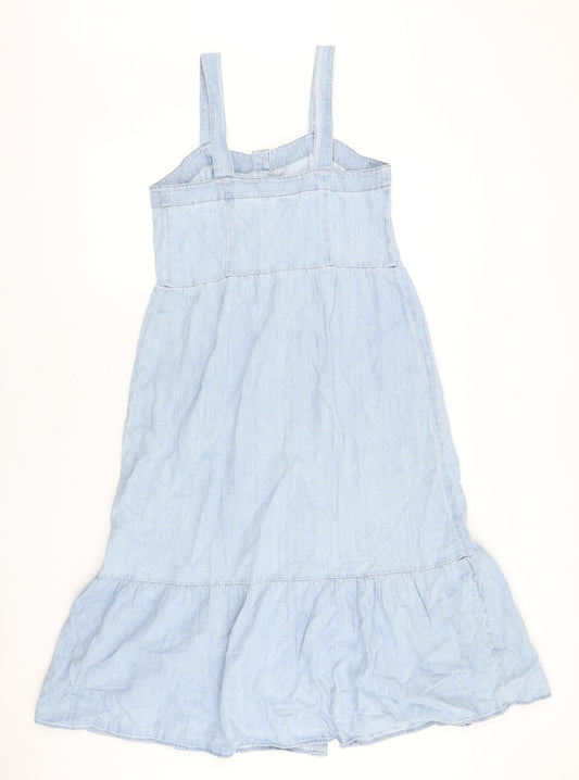 Gap Womens Blue 100% Cotton A-Line Size 6 Square Neck Button