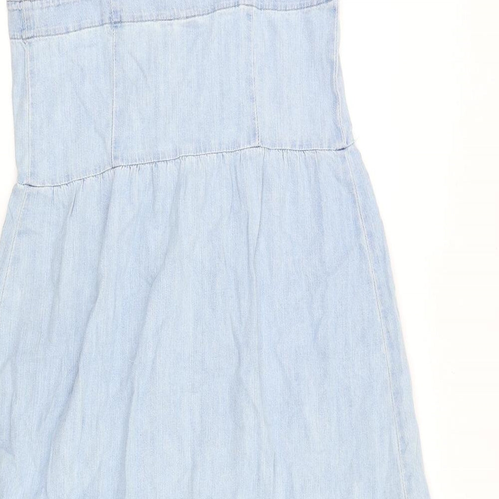 Gap Womens Blue 100% Cotton A-Line Size 6 Square Neck Button