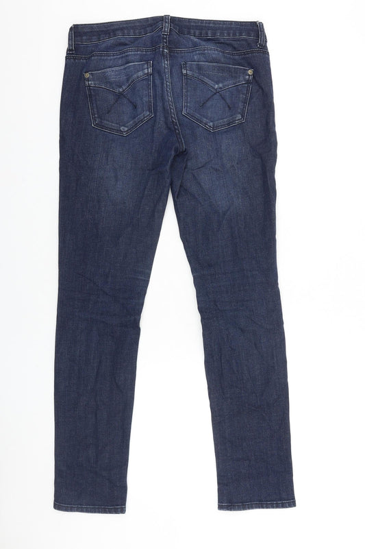 Topshop Womens Blue Cotton Tapered Jeans Size 28 in L30 in Regular Zip