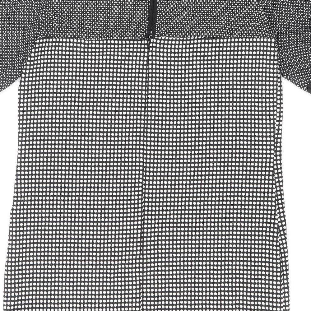 Great Plains London Womens Blue Geometric Polyester Shift Size M Boat Neck Zip