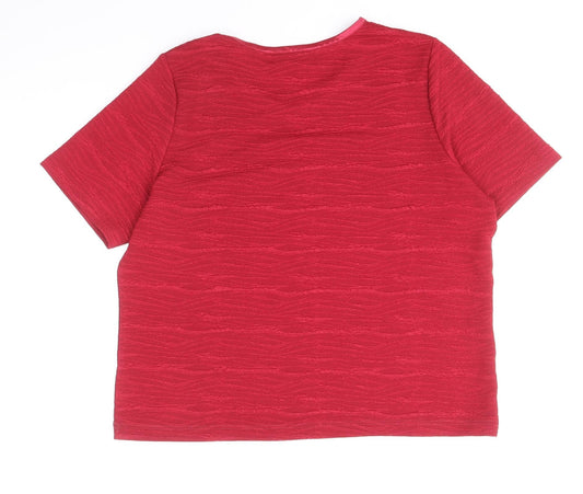 EWM Womens Red Polyester Basic T-Shirt Size 14 Scoop Neck - Size 14-16