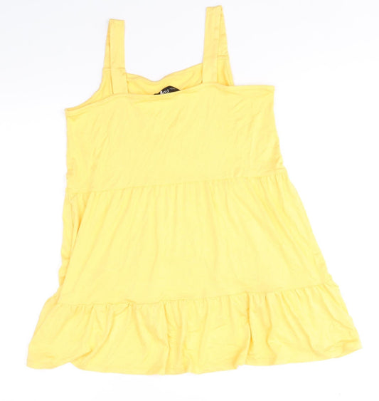 F&F Womens Yellow Viscose Fit & Flare Size 8 Square Neck Pullover