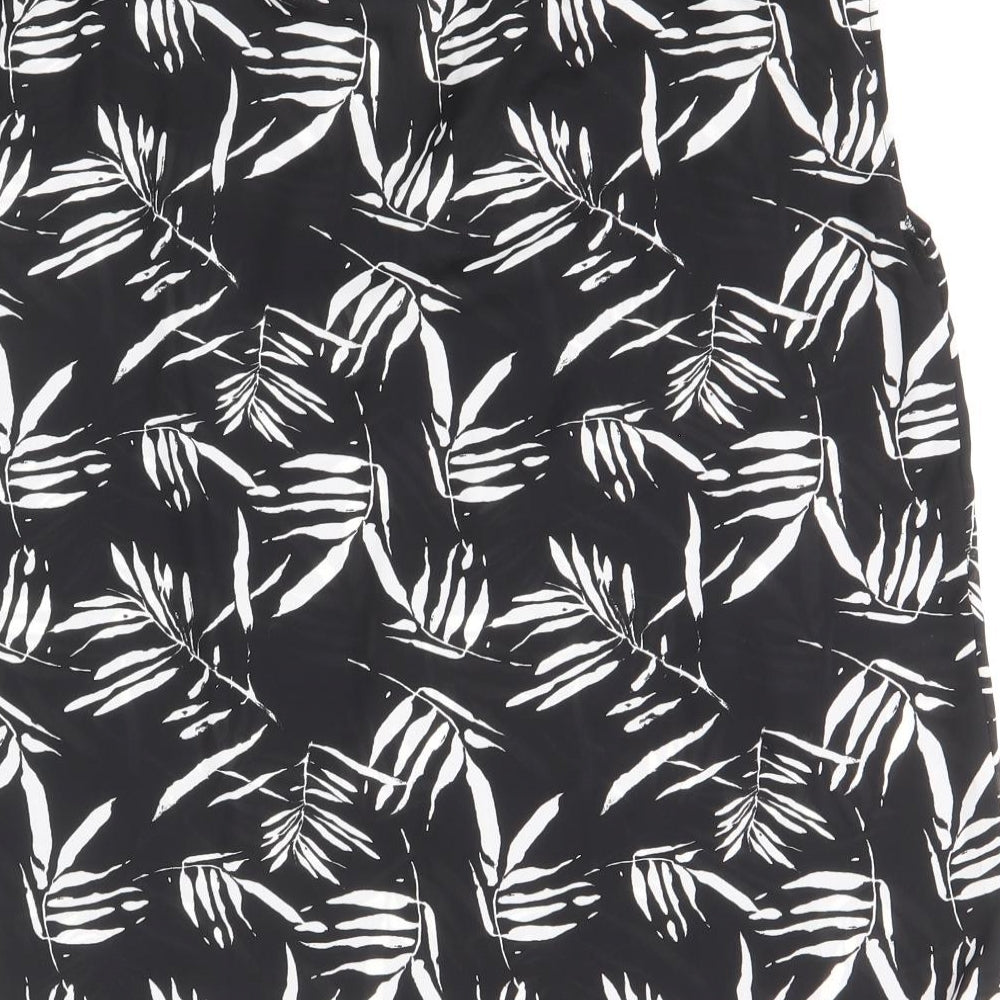 TU Womens Black Geometric Polyester Basic Blouse Size 10 V-Neck