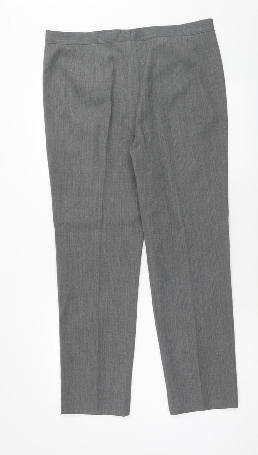 Preworn Mens Grey Polyester Dress Pants Trousers Size M Regular Zip