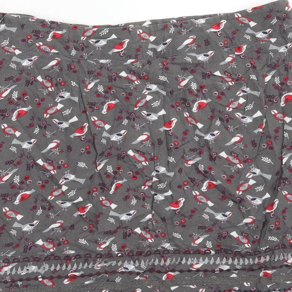 Debenhams Womens Grey Geometric Viscose Mini Skirt Size 12 Zip - Bird