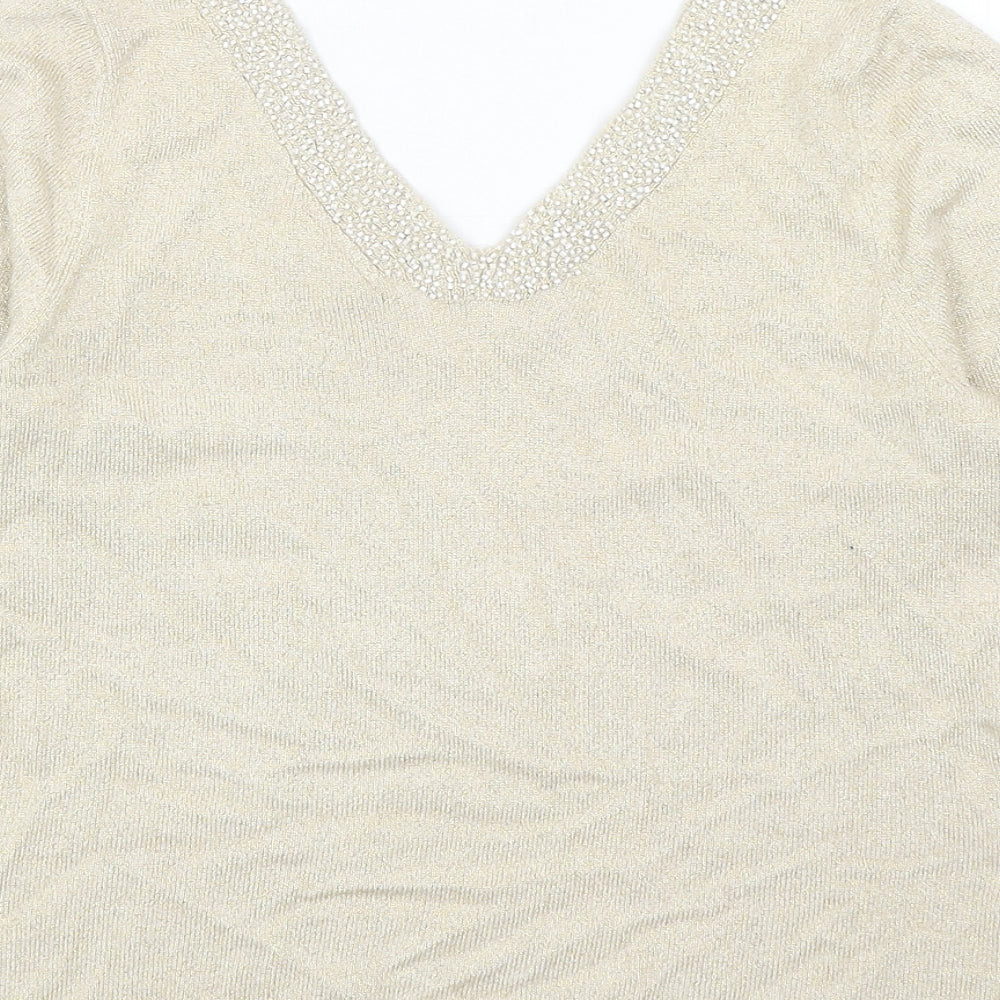 Womens UK Size 8 Minuet Beige Pullover Jumper