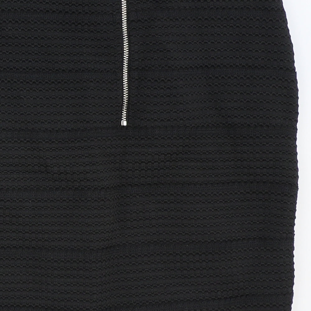 H&M Womens Black Polyester Straight & Pencil Skirt Size 6 Zip