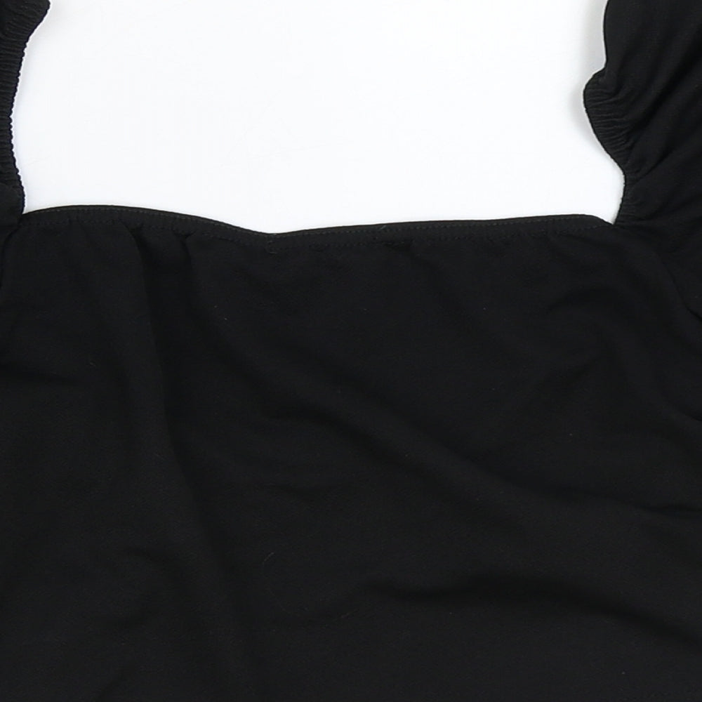 Nasty Gal Womens Black Polyester Cropped Blouse Size 8 Sweetheart